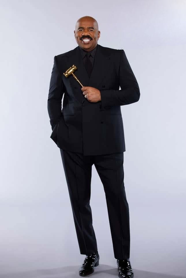 Steve Harvey Black Solid Three Piece Suit