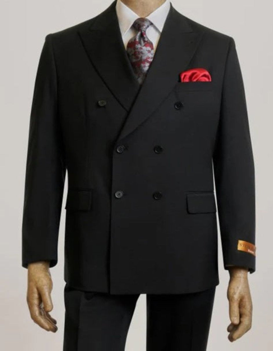 Steve Harvey Suits - Black Suit - Designer Brand Suit No Double Breasted Pleated Pants Modern Fit - Coat Size 38