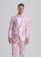 Light Pink Suit For Men's Pink & Silver Floral Paisley Prom 2025 Tuxedo