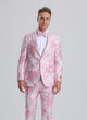 Light Pink Suit For Men's Pink & Silver Floral Paisley Prom 2025 Tuxedo