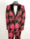 Light Pink Suit For Men's Fuchsia Pink & Black Floral Paisley Prom 2025 Tuxedo