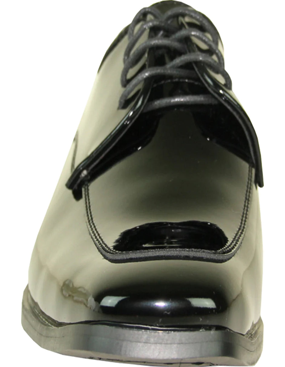 Black Men's Classic Moc Toe Patent Tuxedo Prom 2025 Shoe - 6.5M