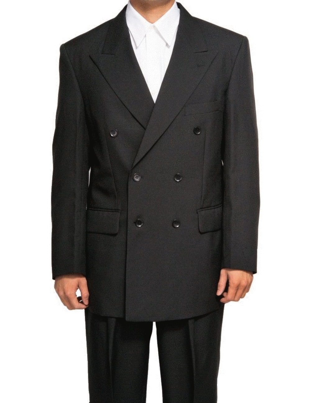Atlantis Collection - Black Regular Fit Double Breasted 2 Piece Suit - Black