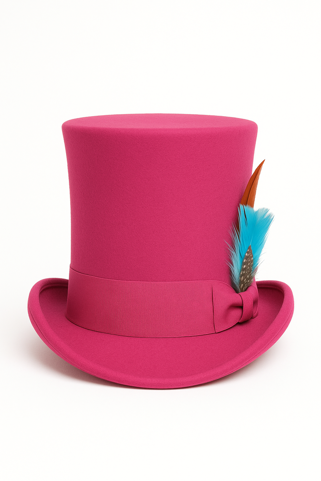 Victorian Steampunk Top Hat - 1800 19th Century - Dressy Loden Felt Top Hot Pink Fuschia Hat - S