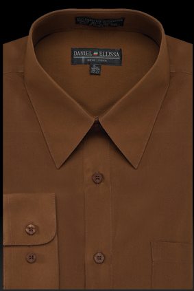 Brown Men's Regular Fit Dress Shirt - Basic Style