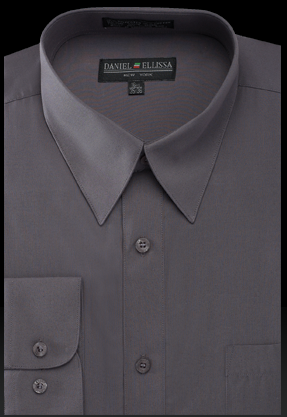 "Men's Charcoal Grey Dress Shirt - Regular Fit Basic Style"