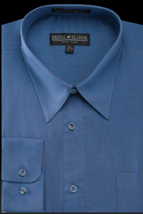 "Denim Blue Men's Regular Fit Dress Shirt - Basic Style"