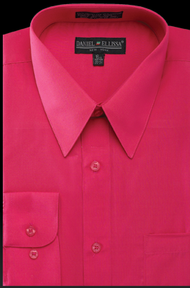 "Fuchsia Pink Men's Regular Fit Dress Shirt - Basic Style"