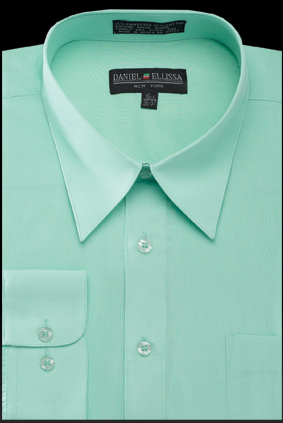 "Mint Green Men's Regular Fit Dress Shirt - Basic Style"