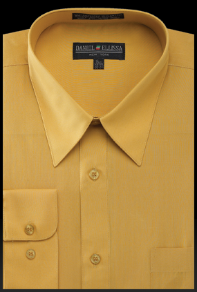 "Mustard Yellow Men's Regular Fit Dress Shirt - Basic Style" - 14Â½ 32/33