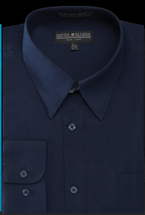 Navy Blue Men's Regular Fit Dress Shirt - Basic Style - 14Â½ 32/33