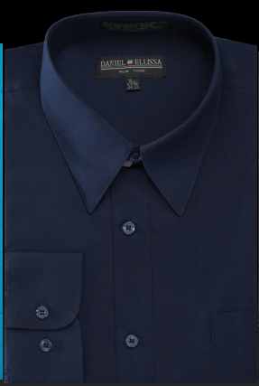 Navy Blue Men's Regular Fit Dress Shirt - Basic Style