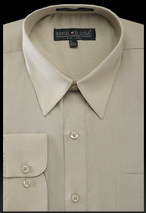 Olive Green Men's Regular Fit Dress Shirt - Basic Style - 14Â½ 32/33