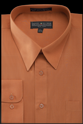 "Men's Regular Fit Dress Shirt - Basic Style in Rust Color"