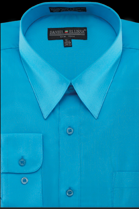 "Turquoise Men's Regular Fit Dress Shirt - Basic Style"