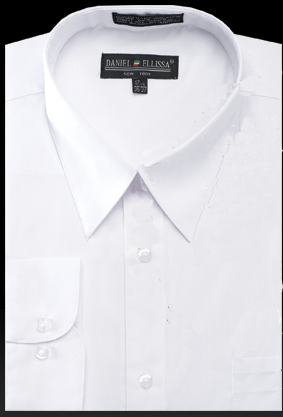White Cotton Blend Men's Dress Shirt - Basic Style