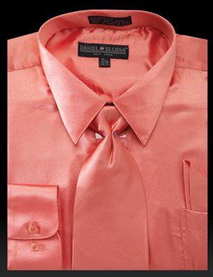 "Corral Satin Dress Shirt Set for Men - Regular Fit with Tie & Pocket Square"