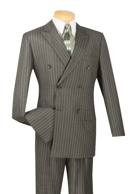 Six Button Pinstripe Suit Charcoal