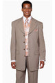 "Tan Men's Fashion Suit with 4-Button Long Vested Paisley Design"