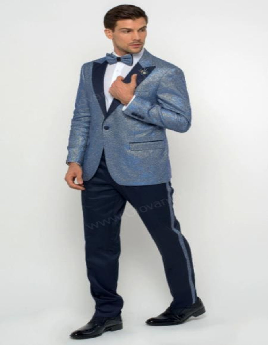 Mens Dusty Blue Groomsmen Suits - Dusty Blue Suit - 38 Regular - 32 Waist