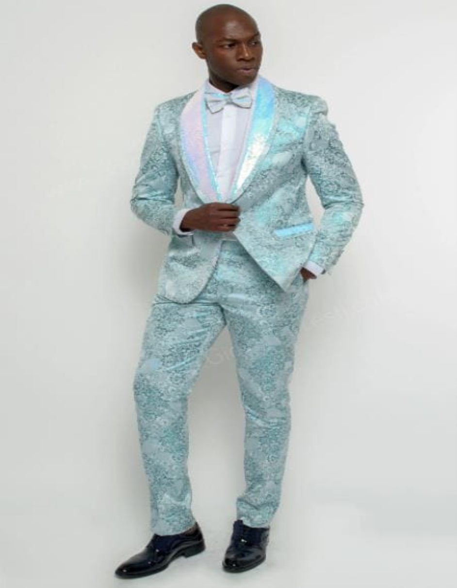 Dusty Blue Groomsmen Suits - Slim Fit Suit - 38 Regular - 32 Waist