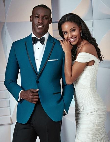 Mens Teal Dusty Blue Groomsmen Suits - 38 Regular - 32 Waist