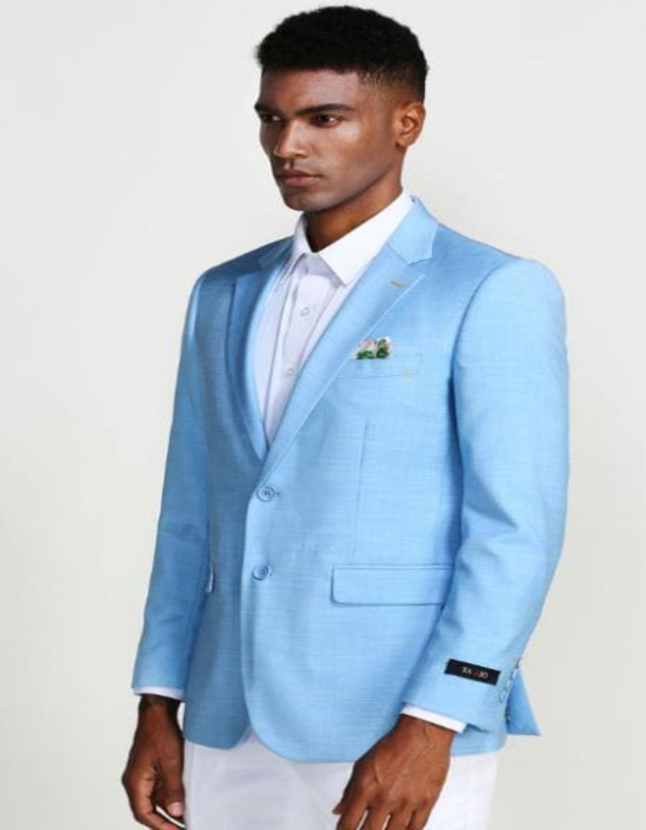 Dusty Blue Groomsmen Suits - Dusty Blue Suits - Two Flap Front Pocket Suit - 38 Regular - 32 Waist