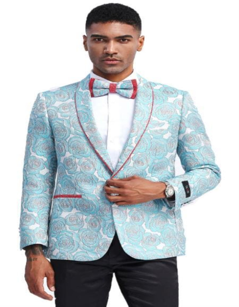 Dusty Blue Groomsmen Suits - One Button Dusty Blue Suits suit - 38 Regular - 32 Waist