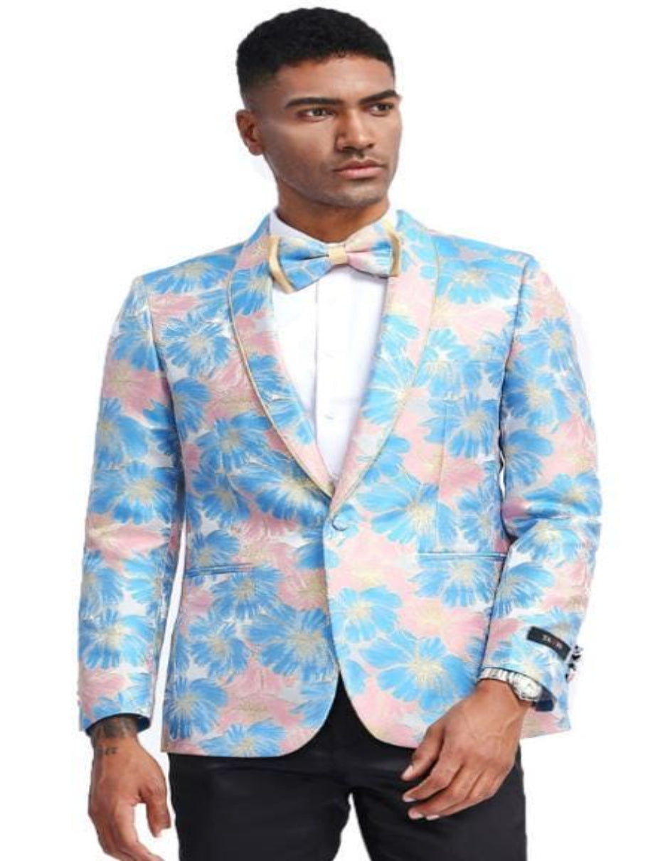 Dusty Light Blue ~ Pink Groomsmen Suits - Dusty Blue Suits - 38 Regular - 32 Waist