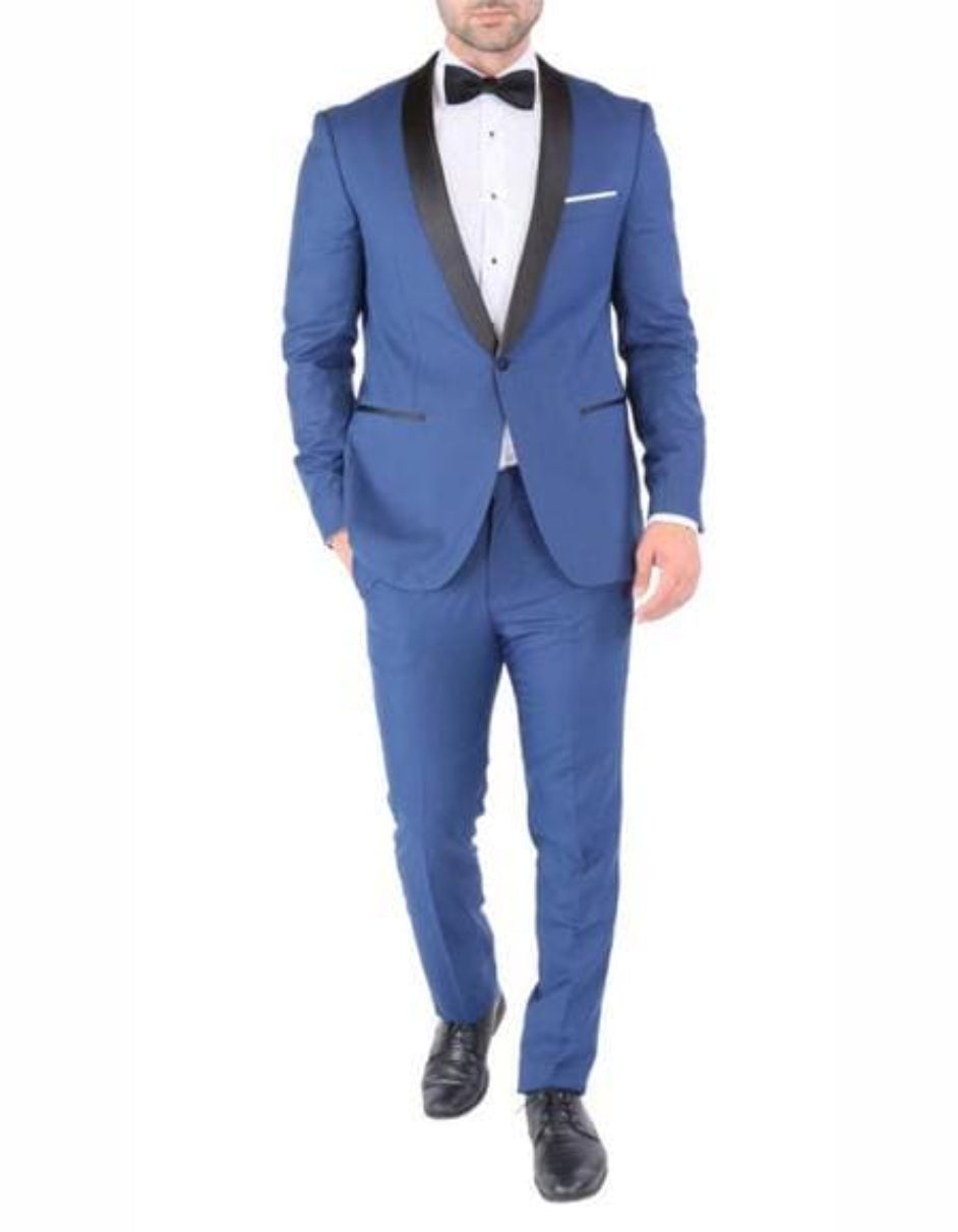 Two button Dusty Blue Groomsmen Suits - Dusty Blue Suits - 38 Regular - 32 Waist