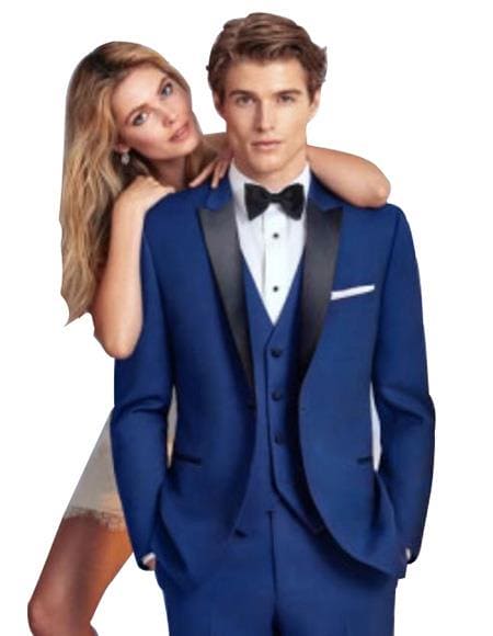 Dusty Royal Blue Groomsmen Suits - Dusty Royal Blue Suits - 38 Regular - 32 Waist