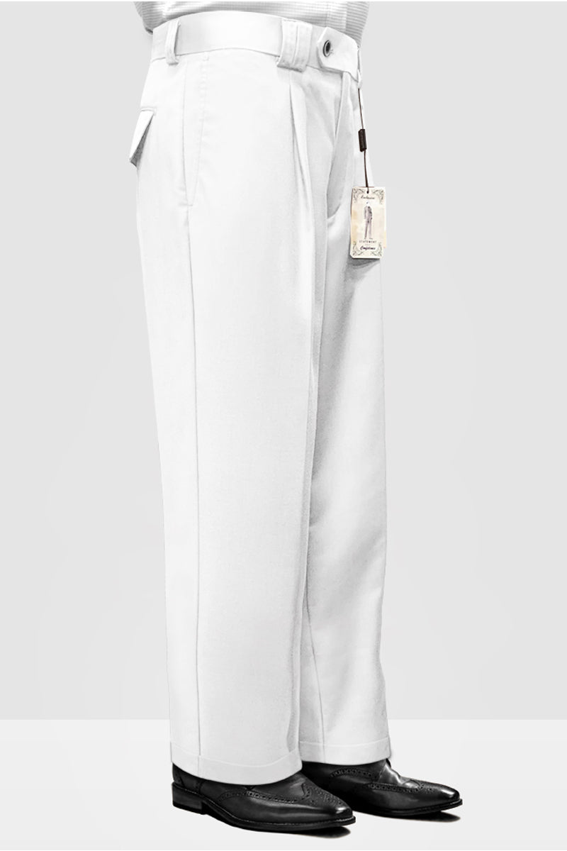 Mens Italian Wool Wide Leg Dress Pants in White - 36W