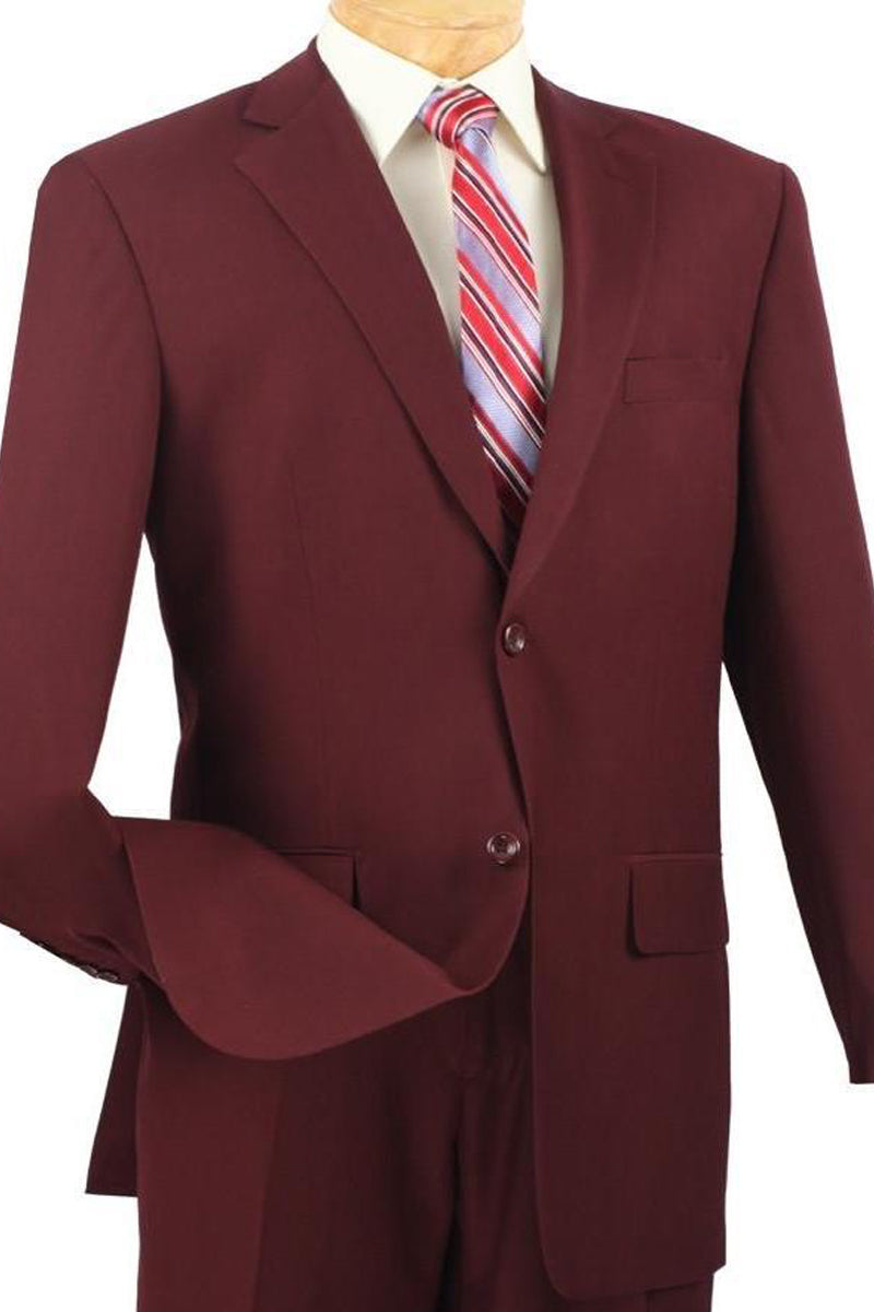 Mens 2 Button Modern Fit Texured Weave Suit in Burgundy - 36 Short