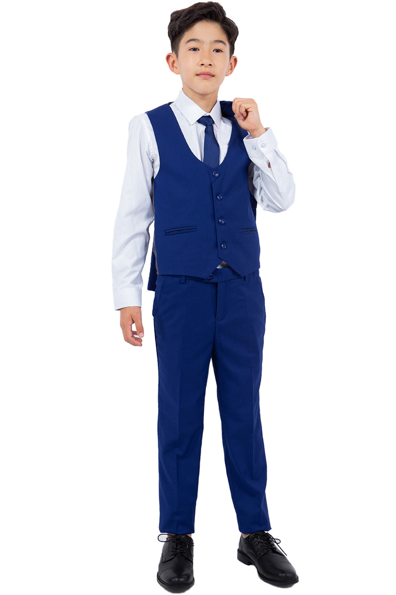 "Royal Blue Perry Ellis Boy's Wedding Suit with Vest"