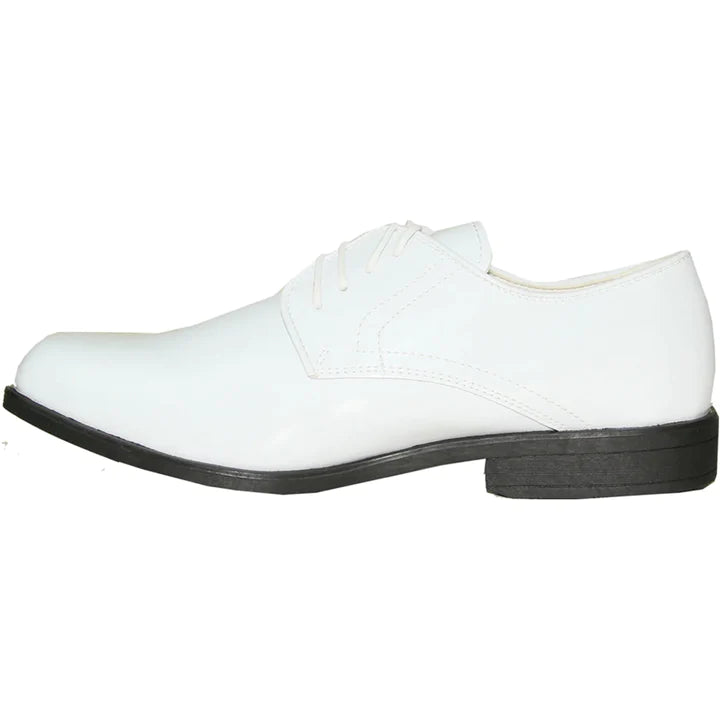 Mens Classic Formal Shiny Patent Tuxedo Shoe In White