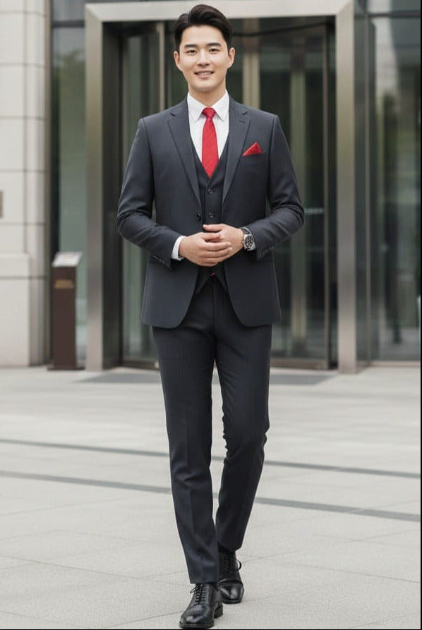 Effetti Suit Designer - 2 button Notch Lapel slim fit EF2N+V-8129 CHARCOAL - 34 Short or Extra Small