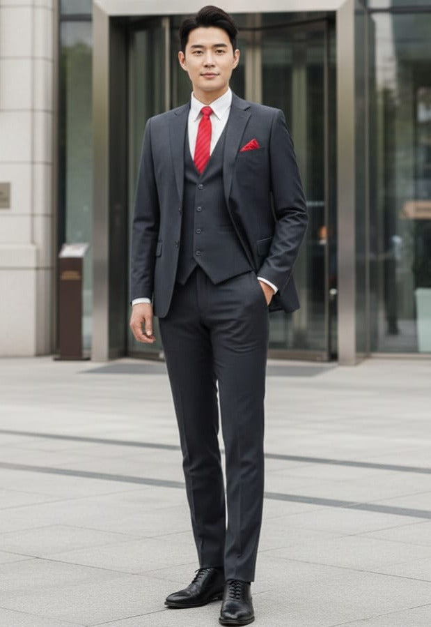 Effetti Suit Designer - 2 button Notch Lapel slim fit EF2N+V-8129 CHARCOAL - 34 Short or Extra Small