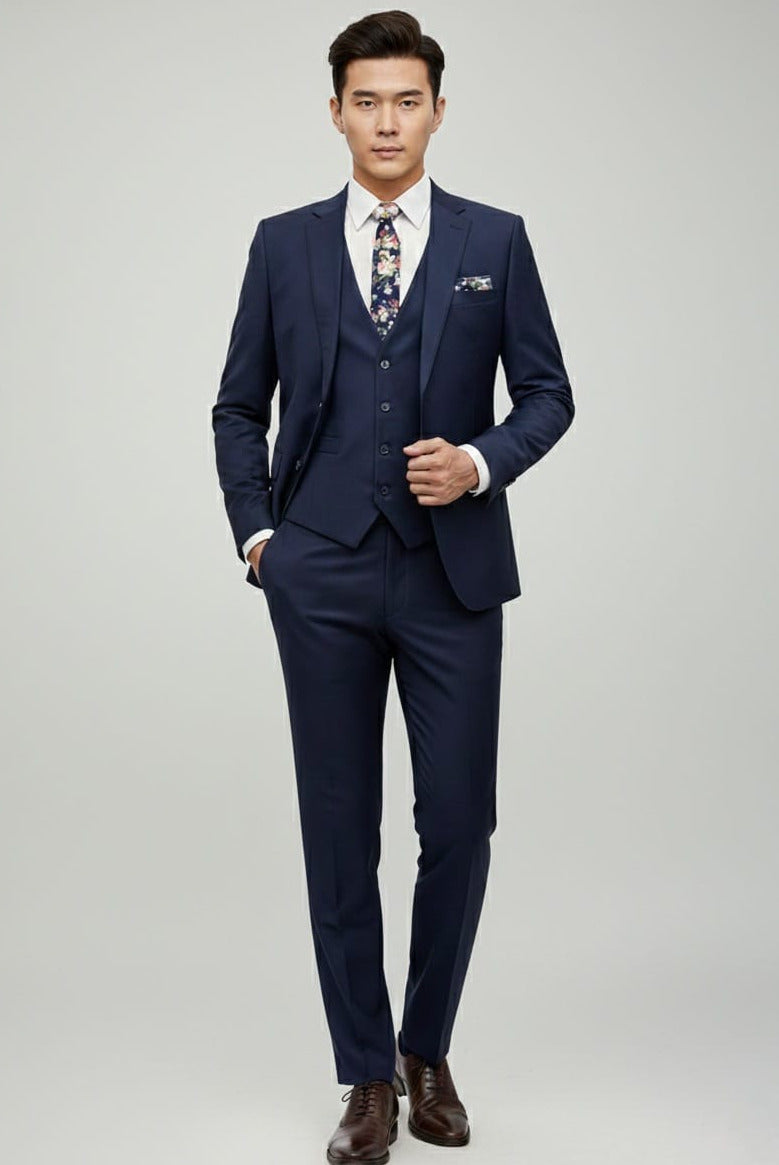 Effetti Suit Designer - 2 button Notch Lapel slim fit EF2N+V-8129 NAVY - 34 Short or Extra Small
