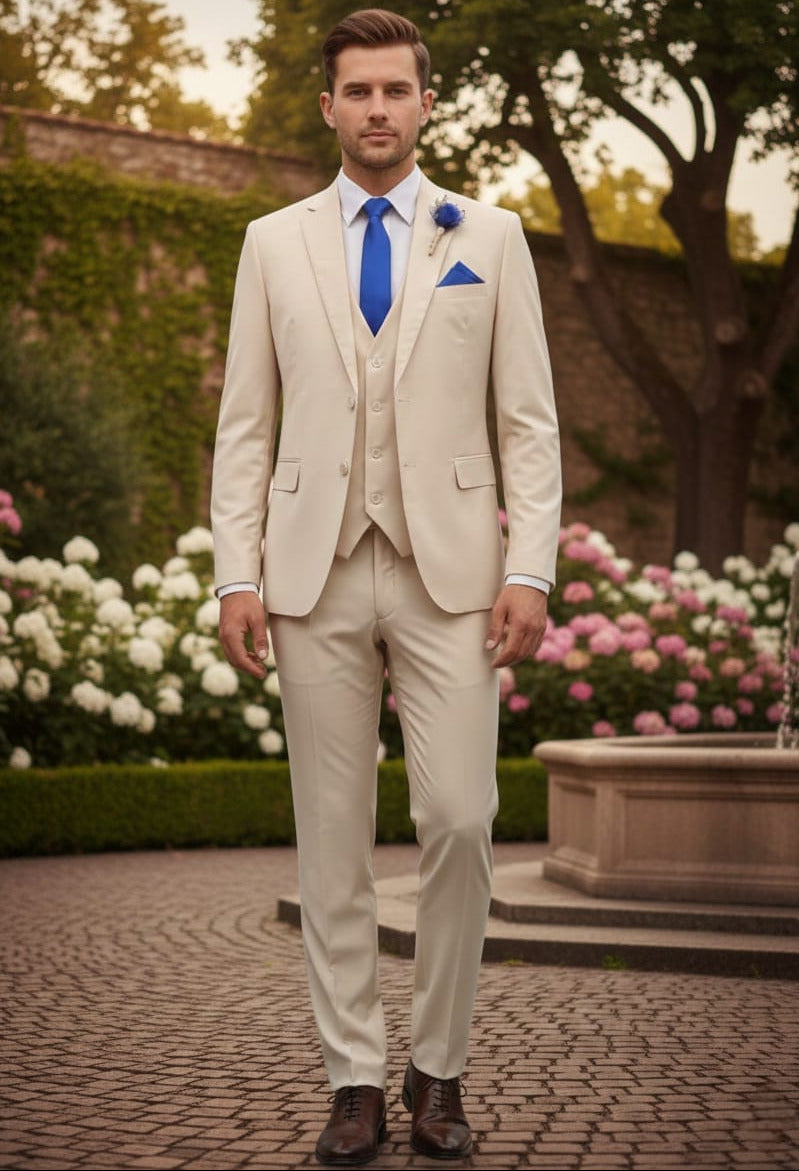 Effetti Suit Designer - 2 button Notch Lapel slim fit EF2N+V-8129 SAND - 34 Short or Extra Small