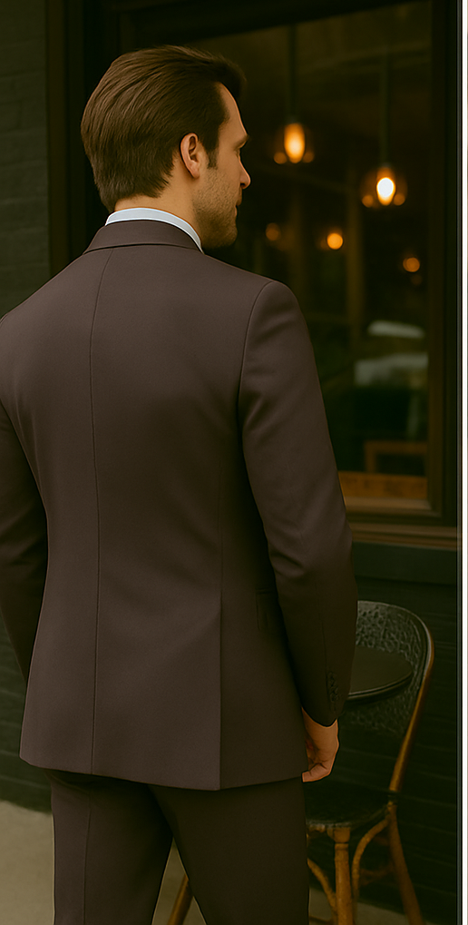 Wool Suit - Italian Made Business Suit by Statement Men's 2 Piece 100% Wool Modern Fit Suit - Subtle Windowpane - 38R
