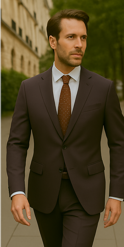 Wool Suit - Italian Made Business Suit by Statement Men's 2 Piece 100% Wool Modern Fit Suit - Subtle Windowpane - 38R