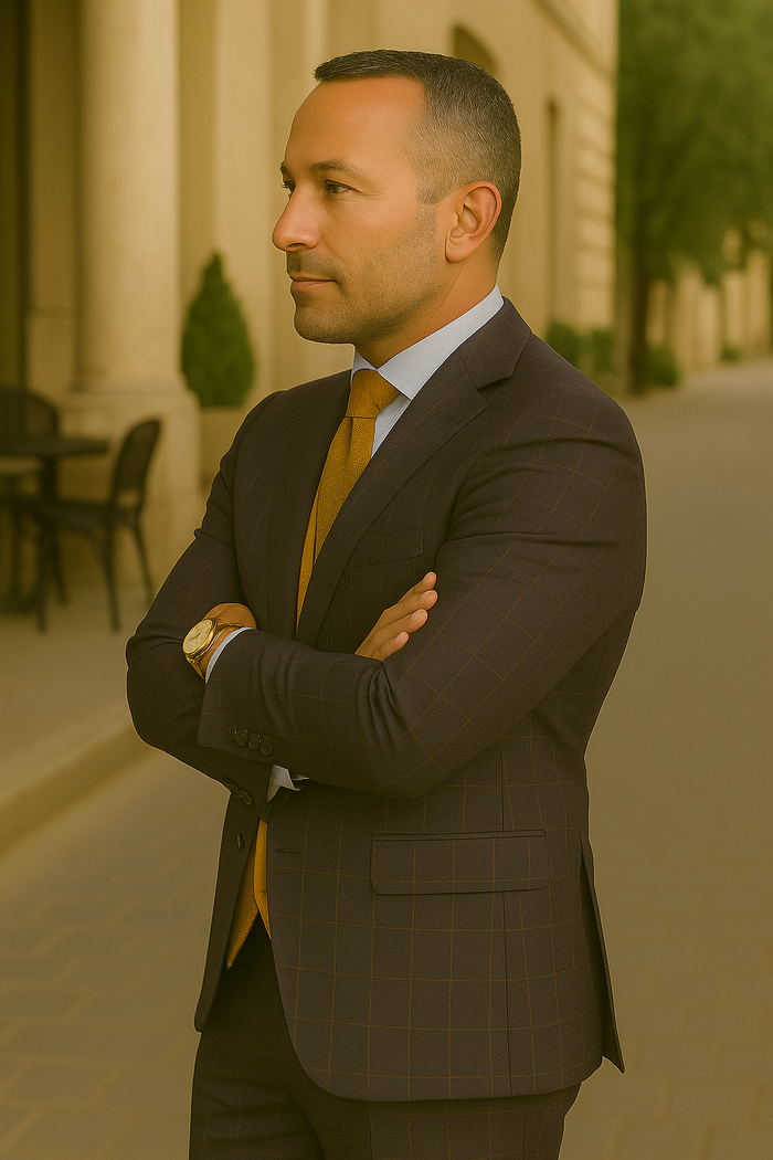 Modern Fit - Wool Suit - Italian Made Business Suit by Statement Men's 3 Piece 100% Wool Modern Fit Suit - Bold Scoop Vest