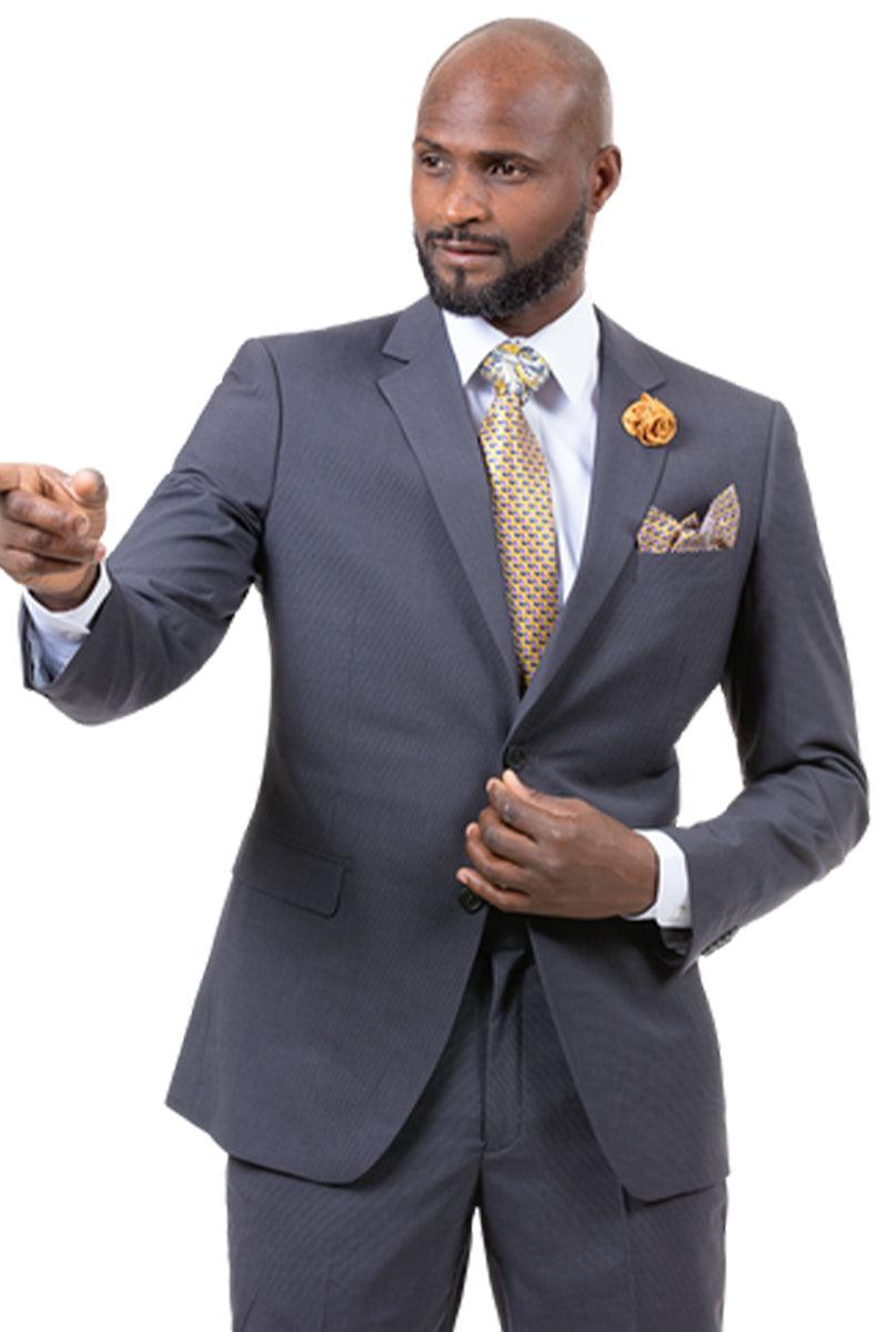 EJ Samuel Men's Slim Fit Business Suit; Grey, 2-Button Med. - Grey
