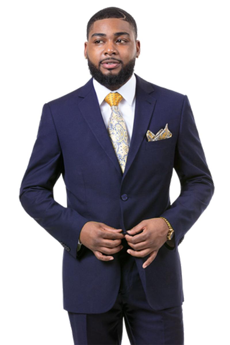 EJ Samuel Navy Slim Fit 2-Button Suit: Crafted for Class & Power. - Navy