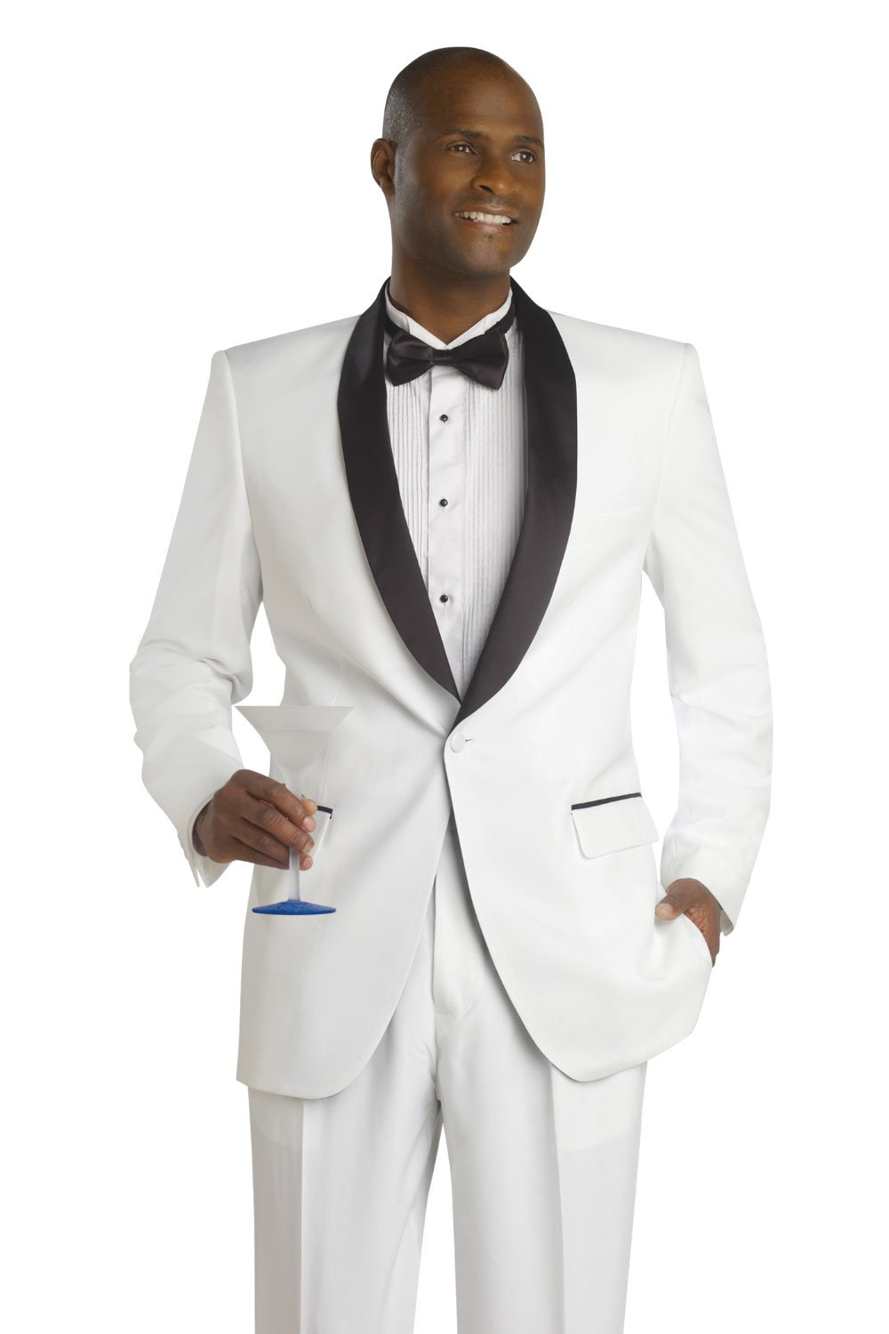 "Revel" White 1-Button Shawl Tuxedo (2-Piece Set) - Modern