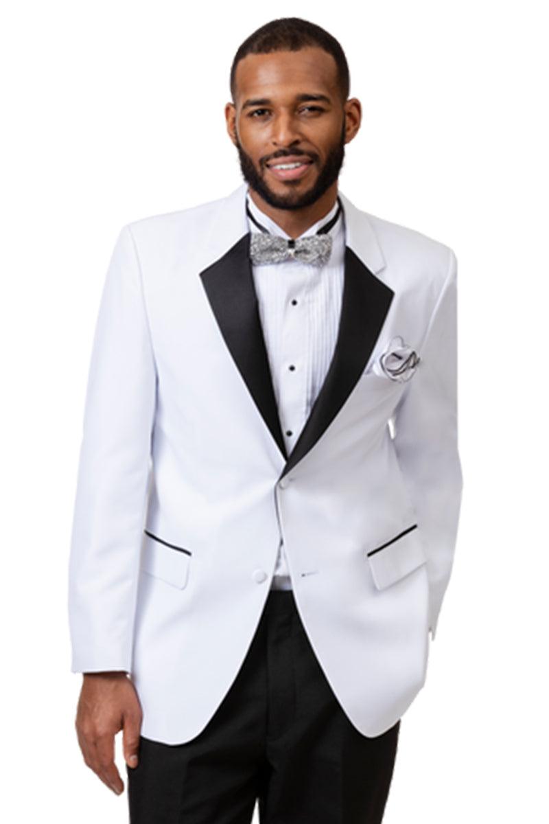 "EJ Samuel Two-Button Tuxedo - Notch Lapel, White & Black" - White