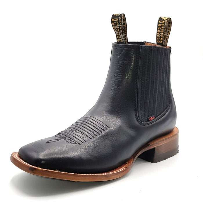 El Besserro Men's Ankle Boots Square Toe Black - 6