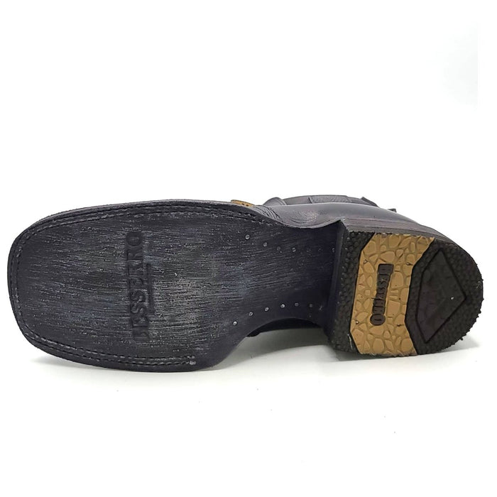 El Besserro Men's Lizard Print Square Toe Ankle Boots Black - 6