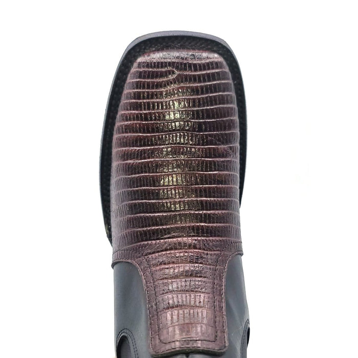 El Besserro Men's Lizard Print Square Toe Ankle Boots Burgundy - 6