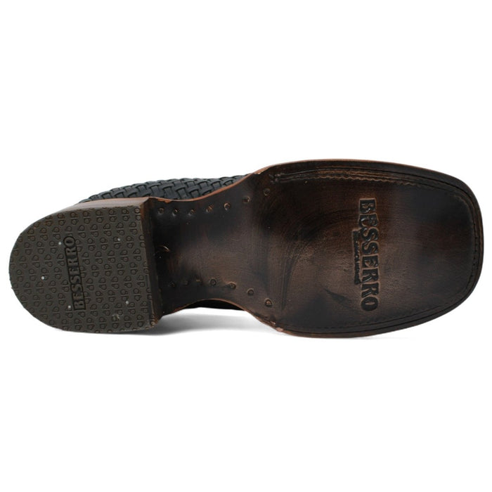 El Besserro Men's Petatillo Leather Square Toe Ankle Boots Black - 6